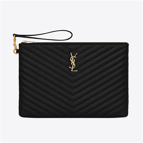 Saint Laurent Monogram Matelassé Leather Pouch.